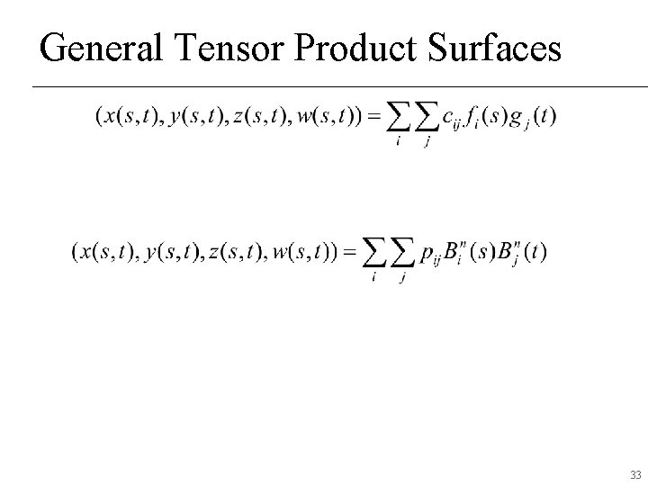 General Tensor Product Surfaces 33 