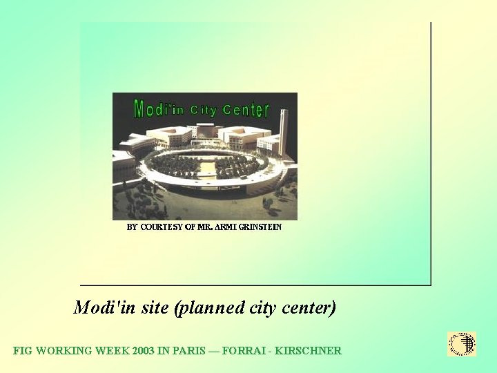 Modi'in site (planned city center) FIG WORKING WEEK 2003 IN PARIS –– FORRAI -