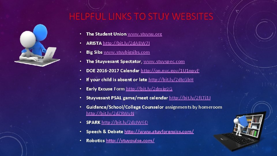 HELPFUL LINKS TO STUY WEBSITES • The Student Union www. stuysu. org • ARISTA