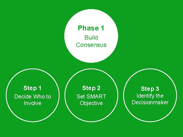 Phase 1 Build Consensus Step 1 Step 2 Step 3 Decide Who to Involve