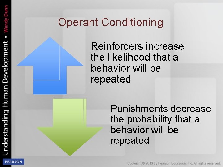 Operant Conditioning Reinforcers increase the likelihood that a behavior will be repeated Punishments decrease