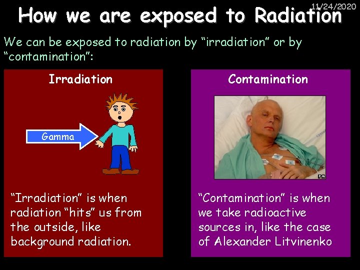 How we are exposed to Radiation 11/24/2020 We can be exposed to radiation by