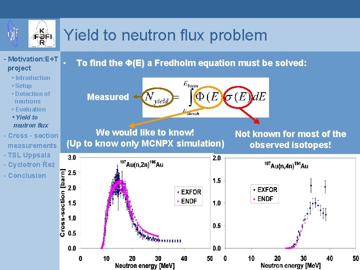 Yield to neutron flux problem - Motivation: E+T project • Introduction • Setup •