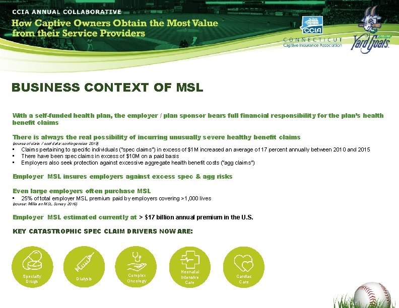 BUSINESS CONTEXT OF MSL With a self-funded health plan, the employer / plan sponsor