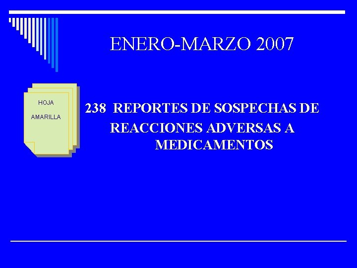 ENERO-MARZO 2007 HOJA AMARILLA 238 REPORTES DE SOSPECHAS DE REACCIONES ADVERSAS A MEDICAMENTOS 