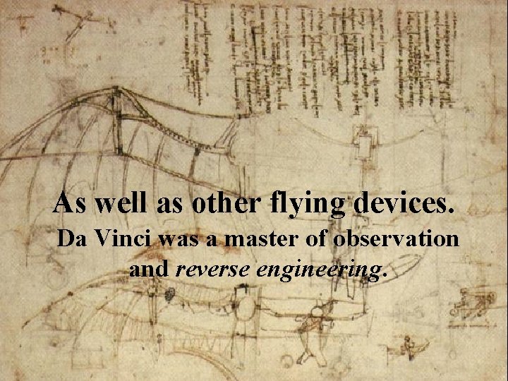 As well as other flying devices. Da Vinci was a master of observation and