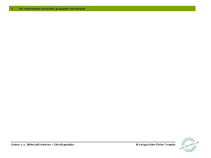 1 Ein Unternehmen entwickelt, produziert und verkauft Lindner u. a. : Wirtschaft verstehen –