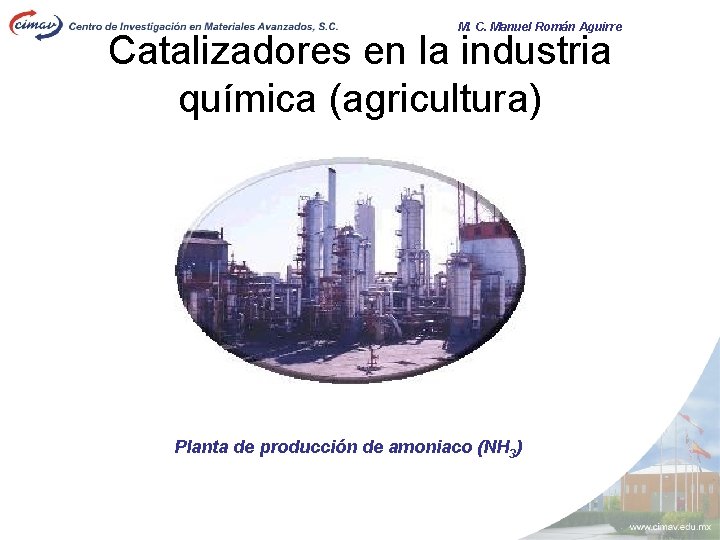 M. C. Manuel Román Aguirre Catalizadores en la industria química (agricultura) Planta de producción