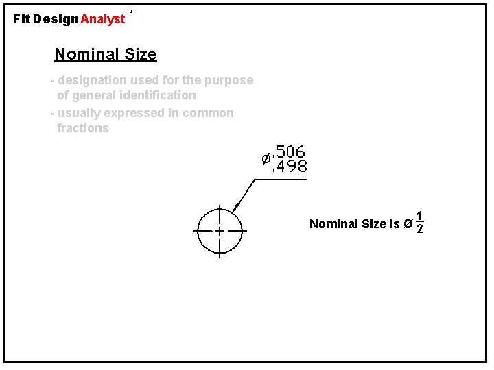 Fit Design Analyst TM Nominal Size - designation used for the purpose of general