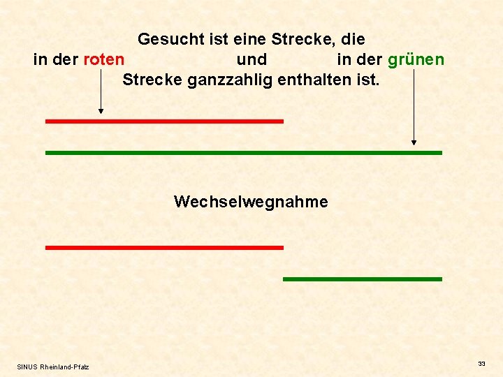 Gesucht ist eine Strecke, die in der roten und in der grünen Strecke ganzzahlig