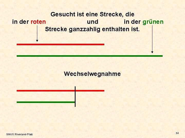 Gesucht ist eine Strecke, die in der roten und in der grünen Strecke ganzzahlig