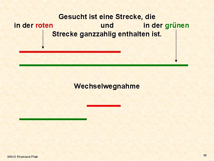 Gesucht ist eine Strecke, die in der roten und in der grünen Strecke ganzzahlig