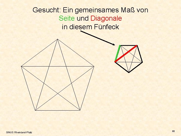 Gesucht: Ein gemeinsames Maß von Seite und Diagonale in diesem Fünfeck SINUS Rheinland-Pfalz 55