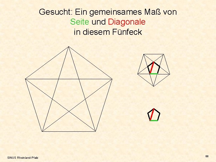Gesucht: Ein gemeinsames Maß von Seite und Diagonale in diesem Fünfeck SINUS Rheinland-Pfalz 56