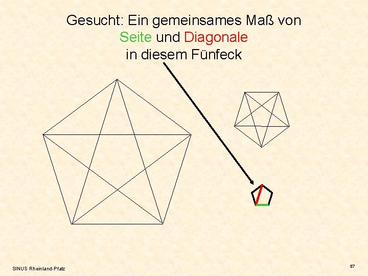 Gesucht: Ein gemeinsames Maß von Seite und Diagonale in diesem Fünfeck SINUS Rheinland-Pfalz 57