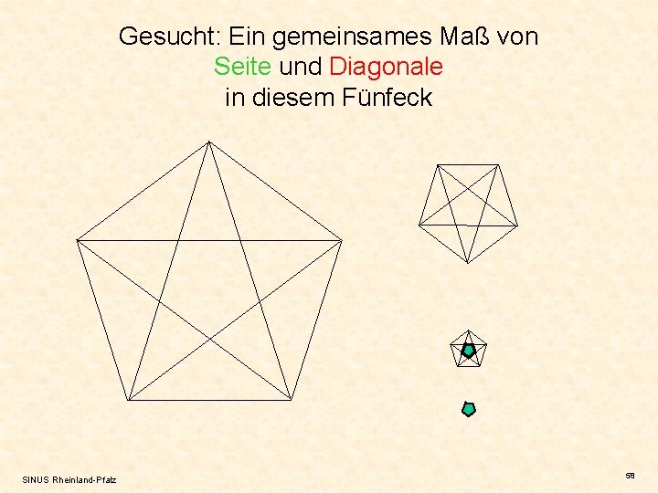 Gesucht: Ein gemeinsames Maß von Seite und Diagonale in diesem Fünfeck SINUS Rheinland-Pfalz 58