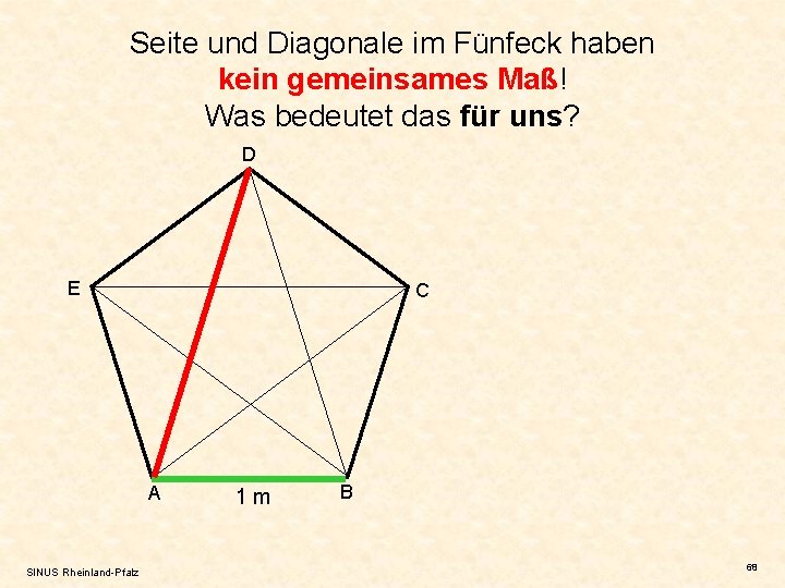 Seite und Diagonale im Fünfeck haben kein gemeinsames Maß! Was bedeutet das für uns?