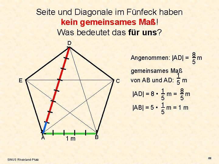 Seite und Diagonale im Fünfeck haben kein gemeinsames Maß! Was bedeutet das für uns?