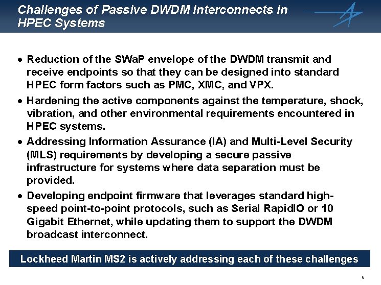 Challenges of Passive DWDM Interconnects in HPEC Systems · Reduction of the SWa. P