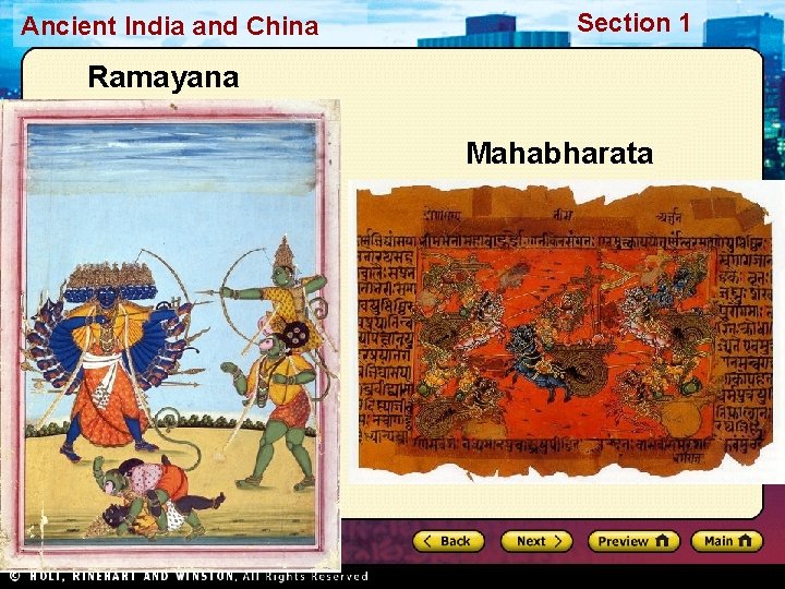 Ancient India and China Section 1 Ramayana Mahabharata 