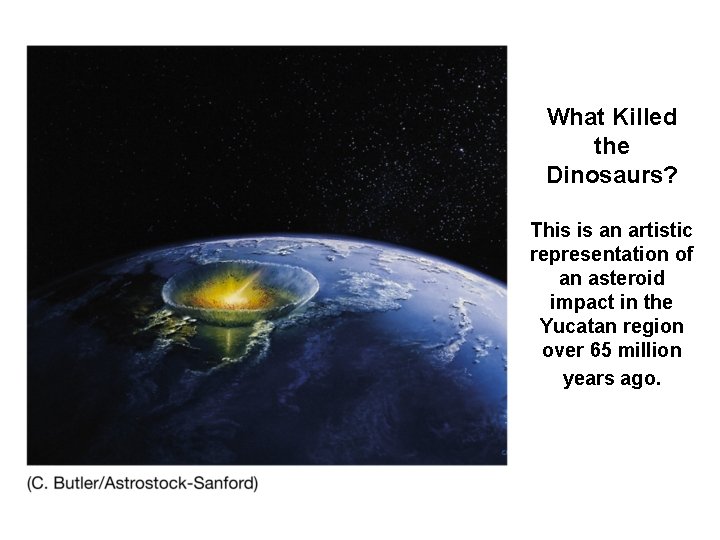 What Killed the Dinosaurs? This is an artistic representation of an asteroid impact in