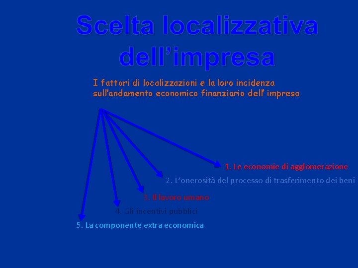 I fattori di localizzazioni e la loro incidenza sull’andamento economico finanziario dell’ impresa 1. I fattori di localizzazioni e la loro incidenza sull’andamento economico finanziario dell’ impresa 1.
