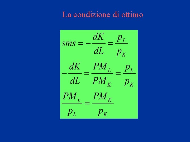 La condizione di ottimo 