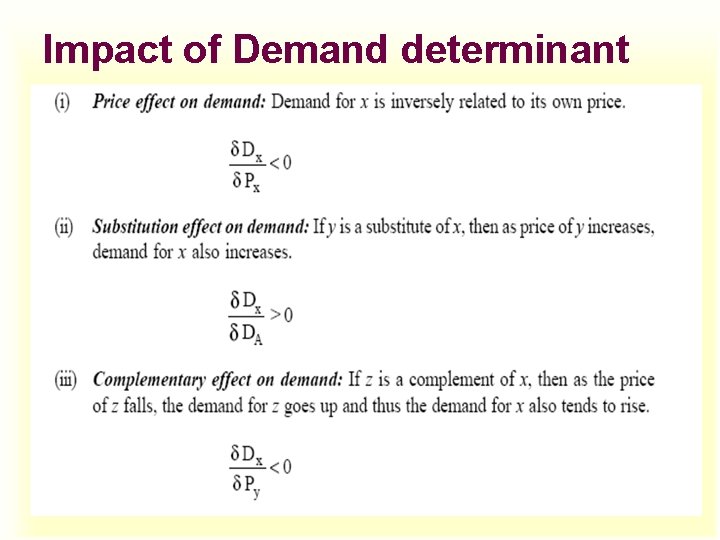 Impact of Demand determinant 