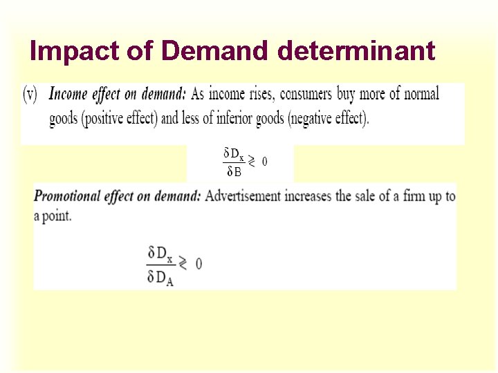 Impact of Demand determinant 