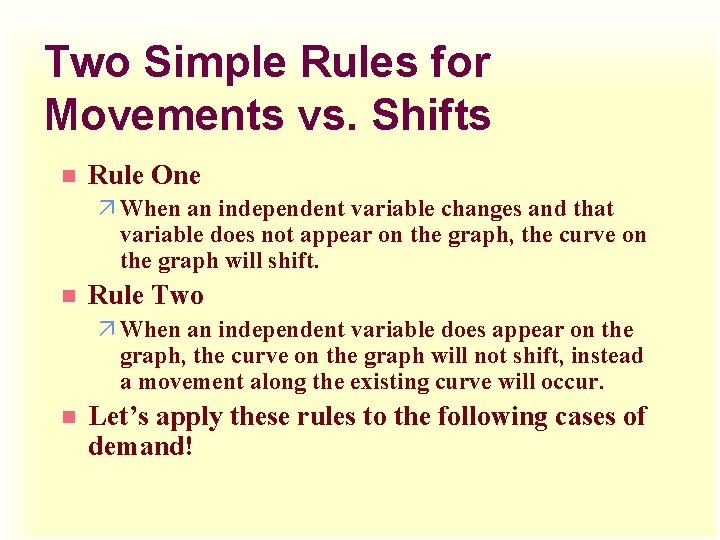 Two Simple Rules for Movements vs. Shifts n Rule One ä When an independent