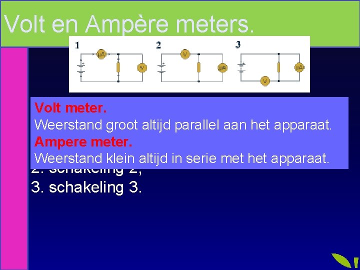 Volt en Ampère meters. Voltjemeter. Als de grootte van een weerstand wilt Weerstand groot