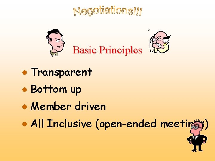Basic Principles Transparent Bottom up Member driven All Inclusive (open-ended meetings) 12 