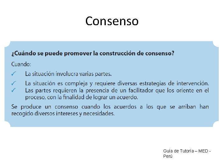 Consenso Guía de Tutoría – MED Perú 