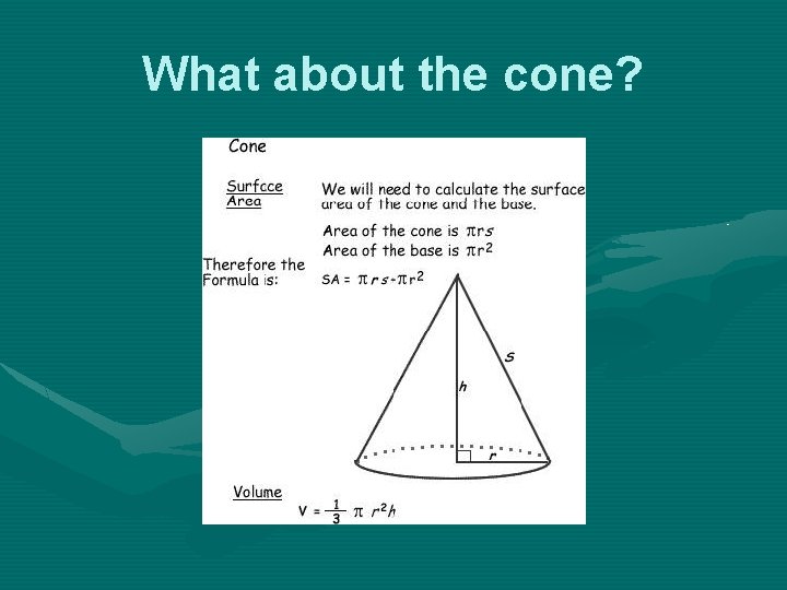 What about the cone? What about the cone?