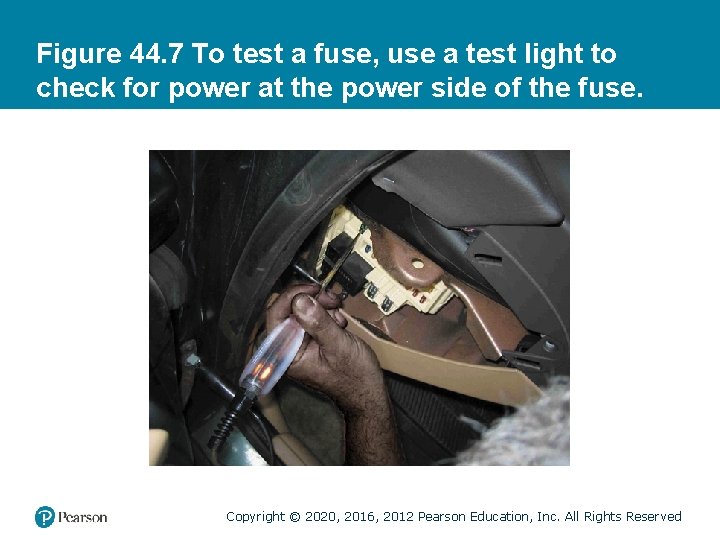 Figure 44. 7 To test a fuse, use a test light to check for