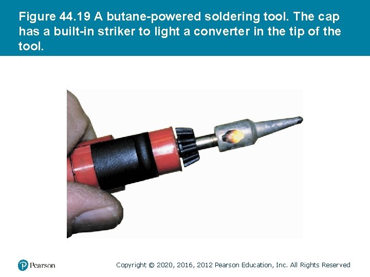 Figure 44. 19 A butane-powered soldering tool. The cap has a built-in striker to