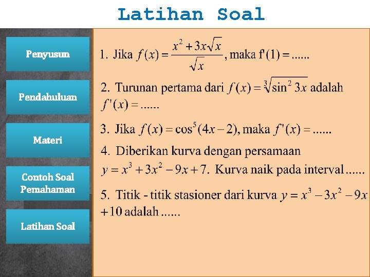 Latihan Soal Penyusun Pendahuluan Materi Contoh Soal Pemahaman Latihan Soal Latihan Soal Penyusun Pendahuluan Materi Contoh Soal Pemahaman Latihan Soal