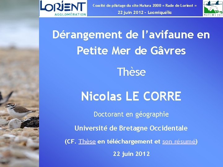 Comité de pilotage du site Natura 2000 « Rade de Lorient » 22 juin