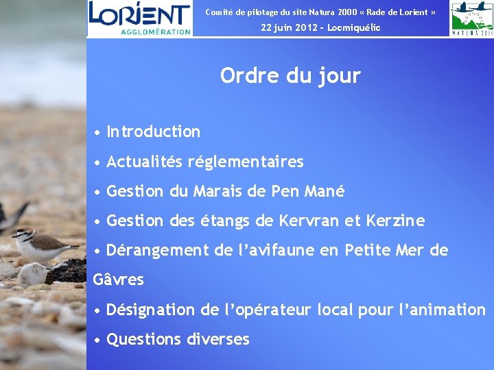 Comité de pilotage du site Natura 2000 « Rade de Lorient » 22 juin