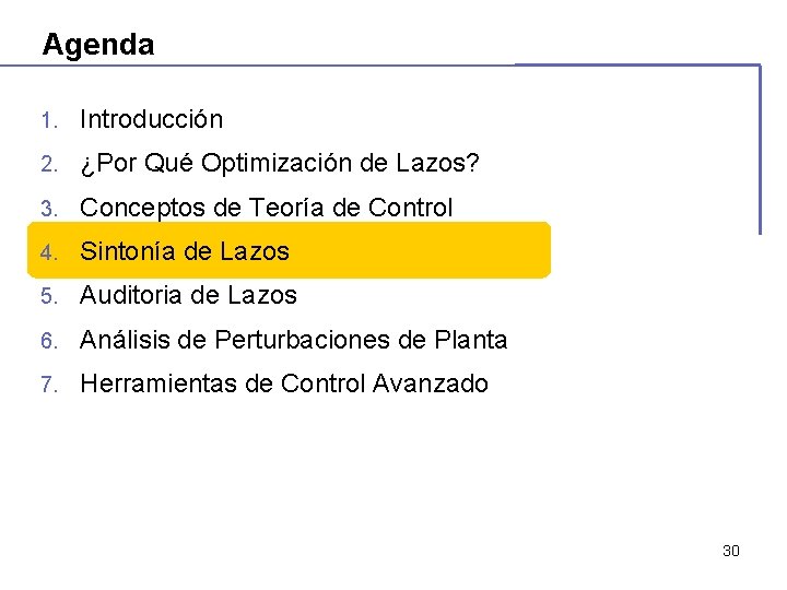 Agenda 1. Introducción 2. ¿Por Qué Optimización de Lazos? 3. Conceptos de Teoría de Agenda 1. Introducción 2. ¿Por Qué Optimización de Lazos? 3. Conceptos de Teoría de