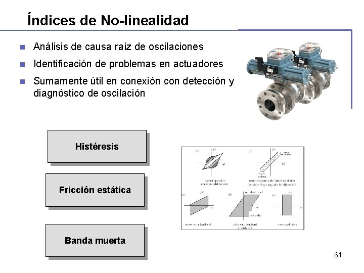 Índices de No-linealidad n Análisis de causa raíz de oscilaciones n Identificación de problemas Índices de No-linealidad n Análisis de causa raíz de oscilaciones n Identificación de problemas