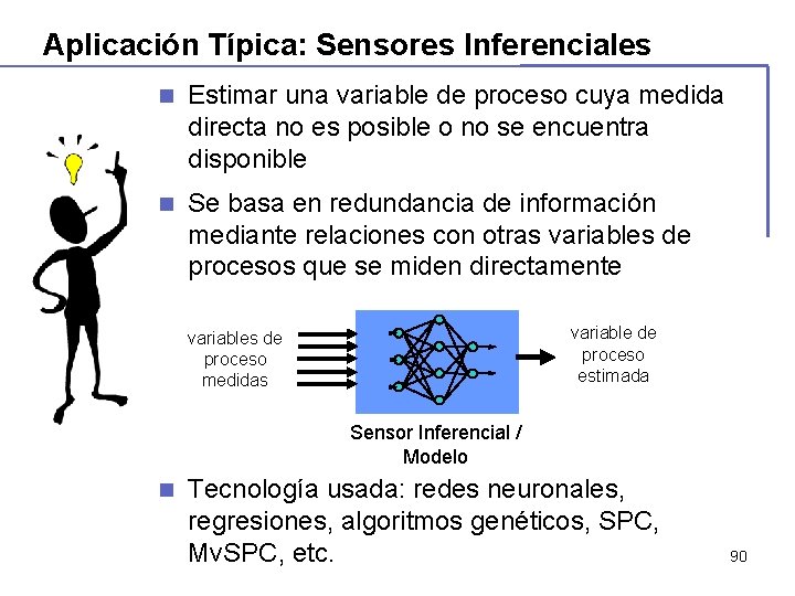 Aplicación Típica: Sensores Inferenciales n Estimar una variable de proceso cuya medida directa no Aplicación Típica: Sensores Inferenciales n Estimar una variable de proceso cuya medida directa no