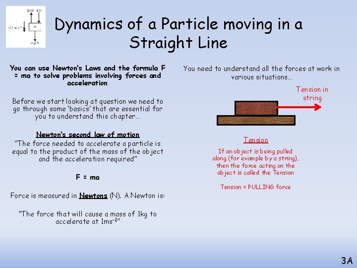 Dynamics of a Particle moving in a Straight Line You can use Newton’s Laws Dynamics of a Particle moving in a Straight Line You can use Newton’s Laws