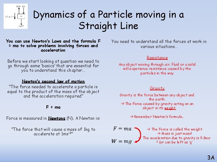 Dynamics of a Particle moving in a Straight Line You can use Newton’s Laws Dynamics of a Particle moving in a Straight Line You can use Newton’s Laws