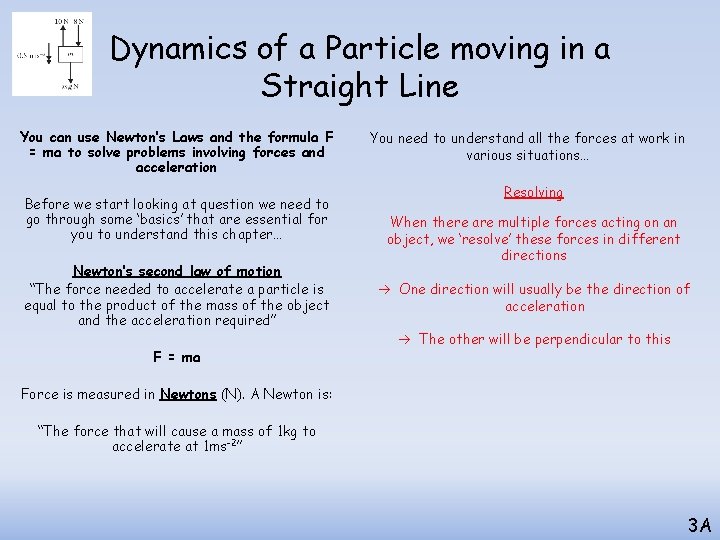 Dynamics of a Particle moving in a Straight Line You can use Newton’s Laws Dynamics of a Particle moving in a Straight Line You can use Newton’s Laws