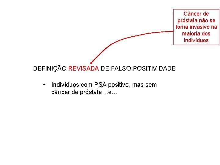 Câncer de próstata não se torna invasivo na maioria dos indivíduos DEFINIÇÃO REVISADA DE