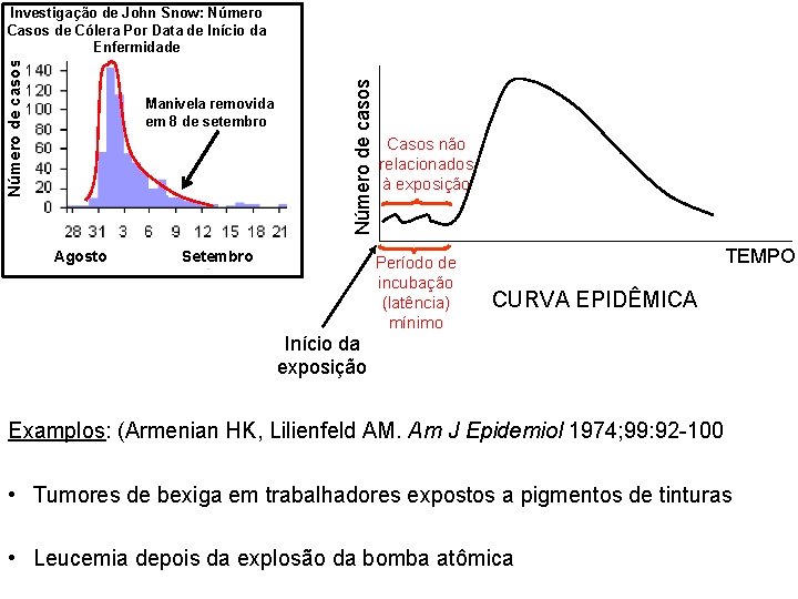 Manivela removida em 8 de setembro Agosto Número de casos Investigação de John Snow: