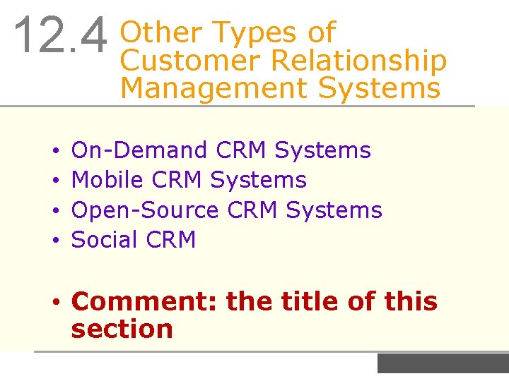 Types of 12. 4 Other Customer Relationship Management Systems • • On-Demand CRM Systems