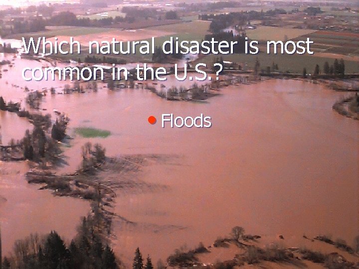 Which natural disaster is most common in the U. S. ? • Floods 