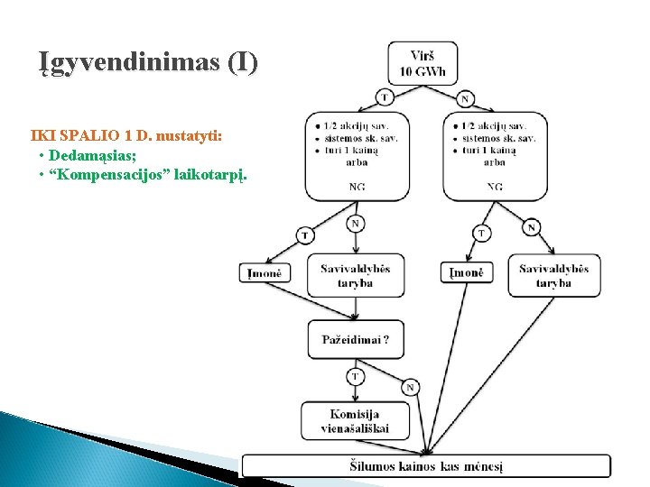 Įgyvendinimas (I) IKI SPALIO 1 D. nustatyti: • Dedamąsias; • “Kompensacijos” laikotarpį. 